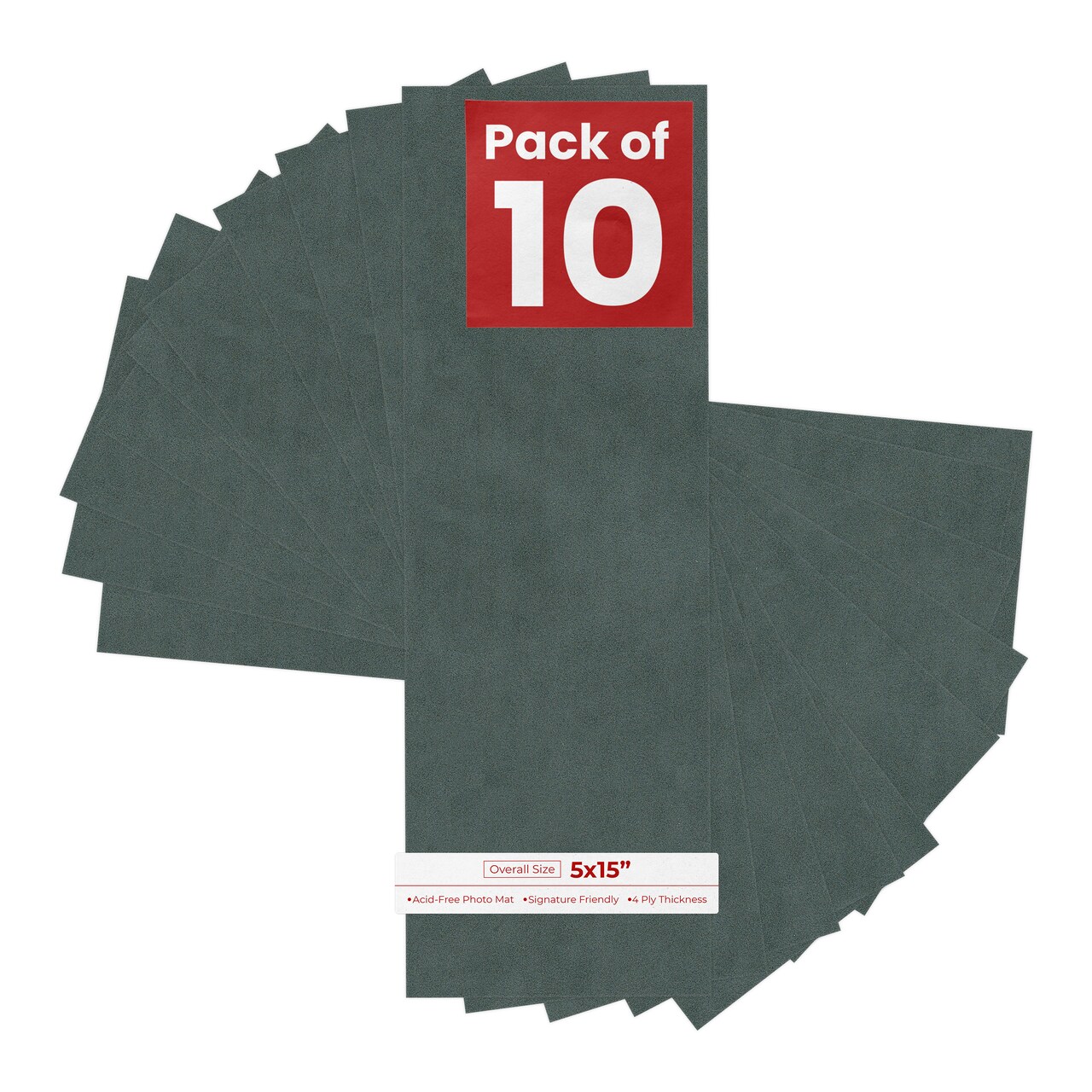 Dark Grey Suede 5x15 Uncut Mat Board - Blank Sheets, No Opening